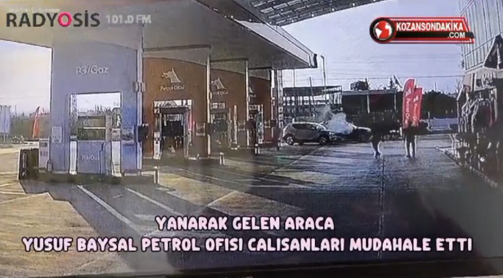 Yanarak Gelen Araca Yusuf Baysal Petrol Ofisi Çalışanları Müdahale Etti