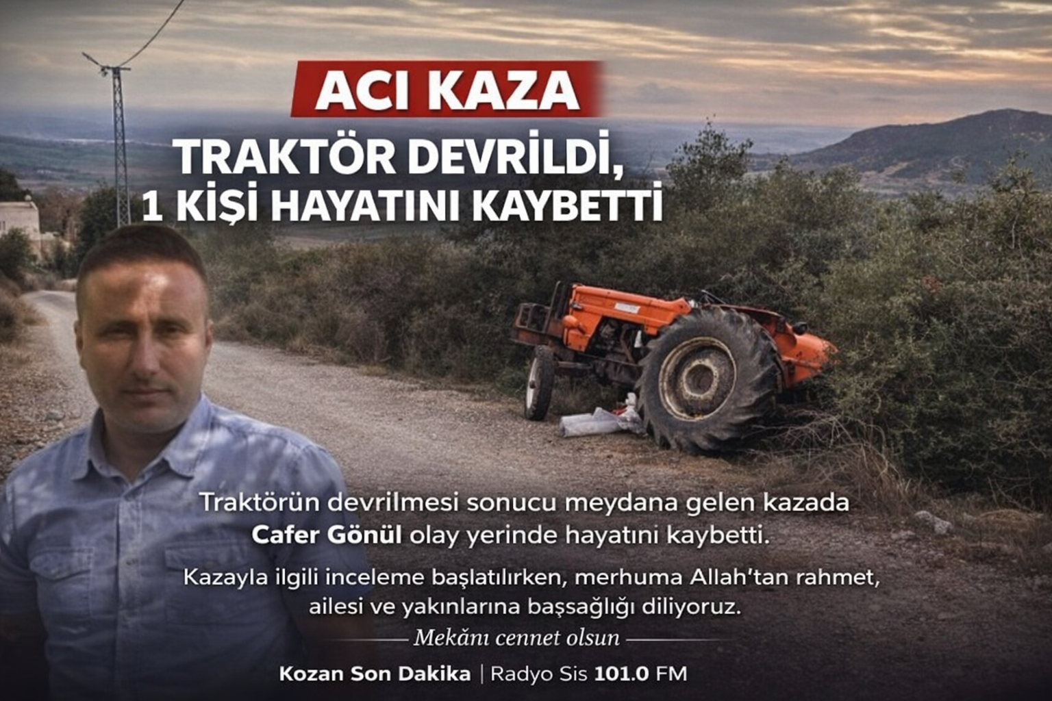 Kozan’da Traktör Faciası: Devrilen Traktörün Altında Kalan Sürücü Hayatını Kaybetti