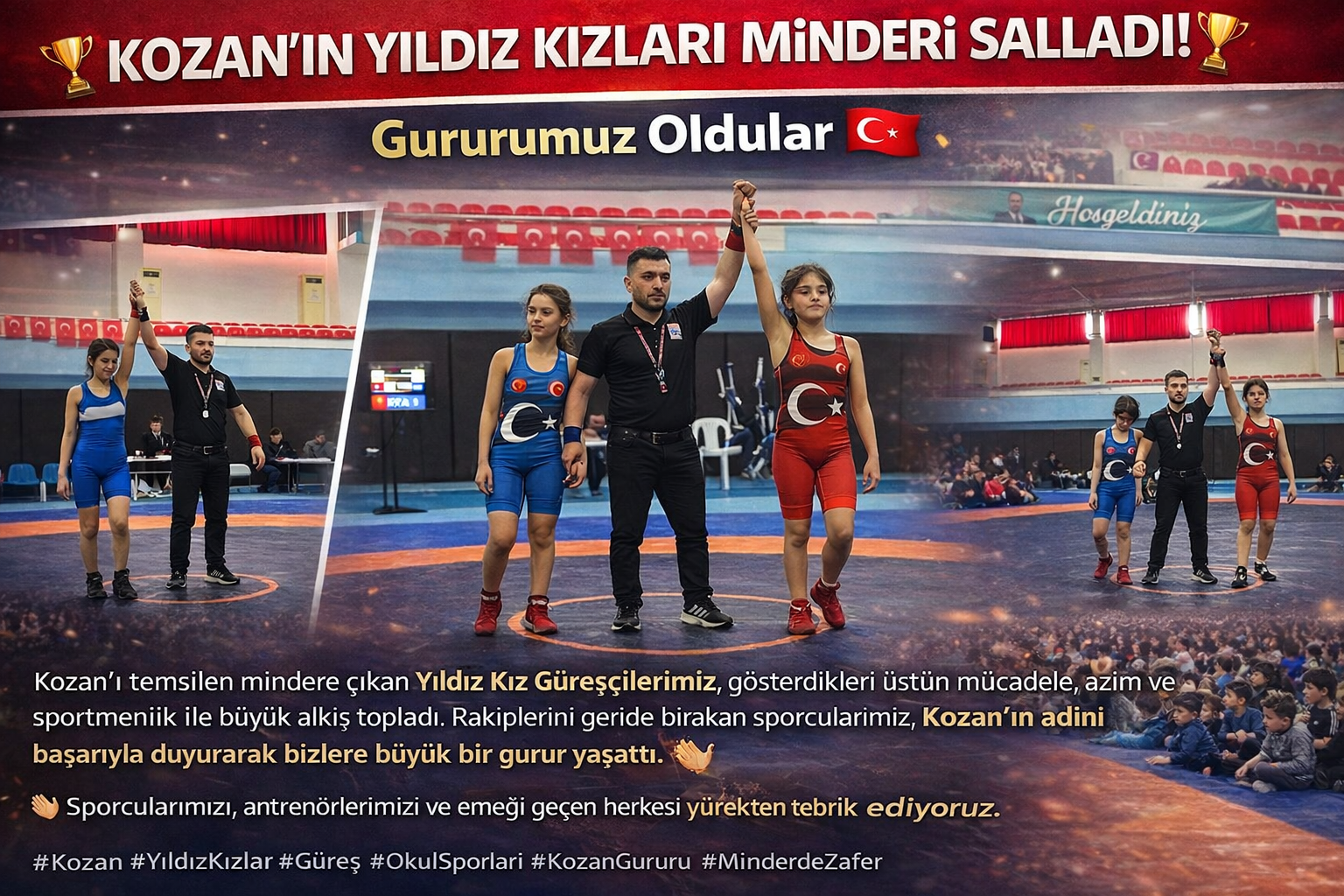 Kozan’ın Yıldız Kızları Minderi Salladı! Gururumuz Oldular
