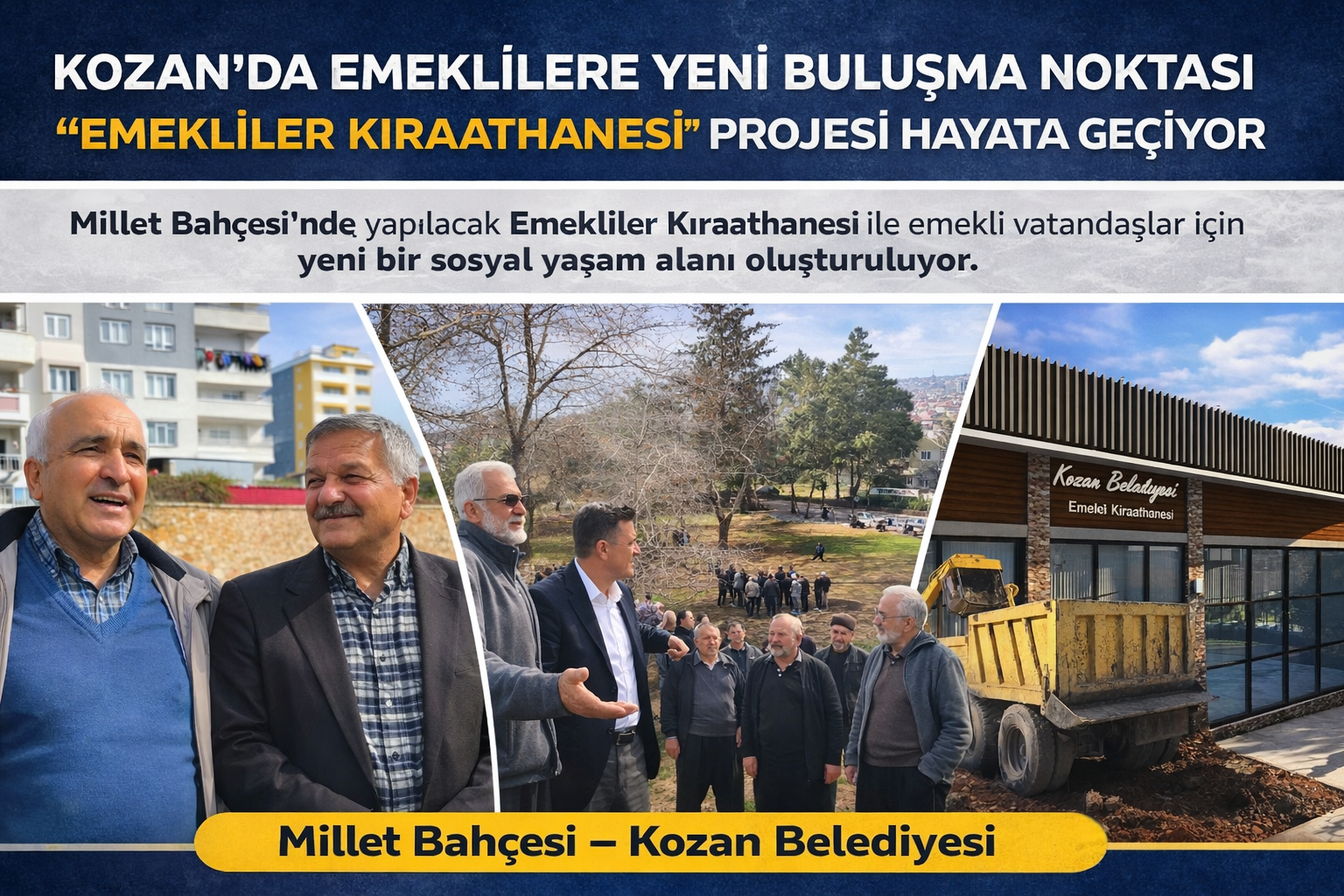 KOZAN’DA EMEKLİLERE YENİ BULUŞMA NOKTASI: “EMEKLİLER KIRAATHANESİ” PROJESİ HAYATA GEÇİYOR