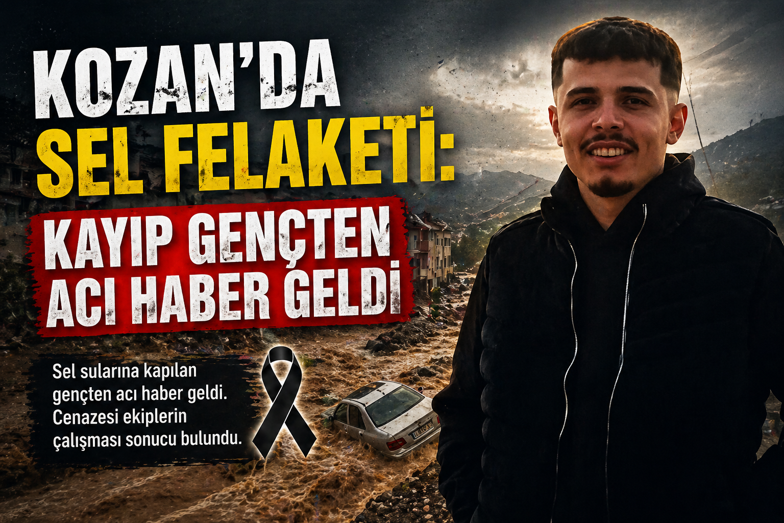 KOZAN’DA SEL FELAKETİ: KAYIP GENÇTEN ACI HABER GELDİ