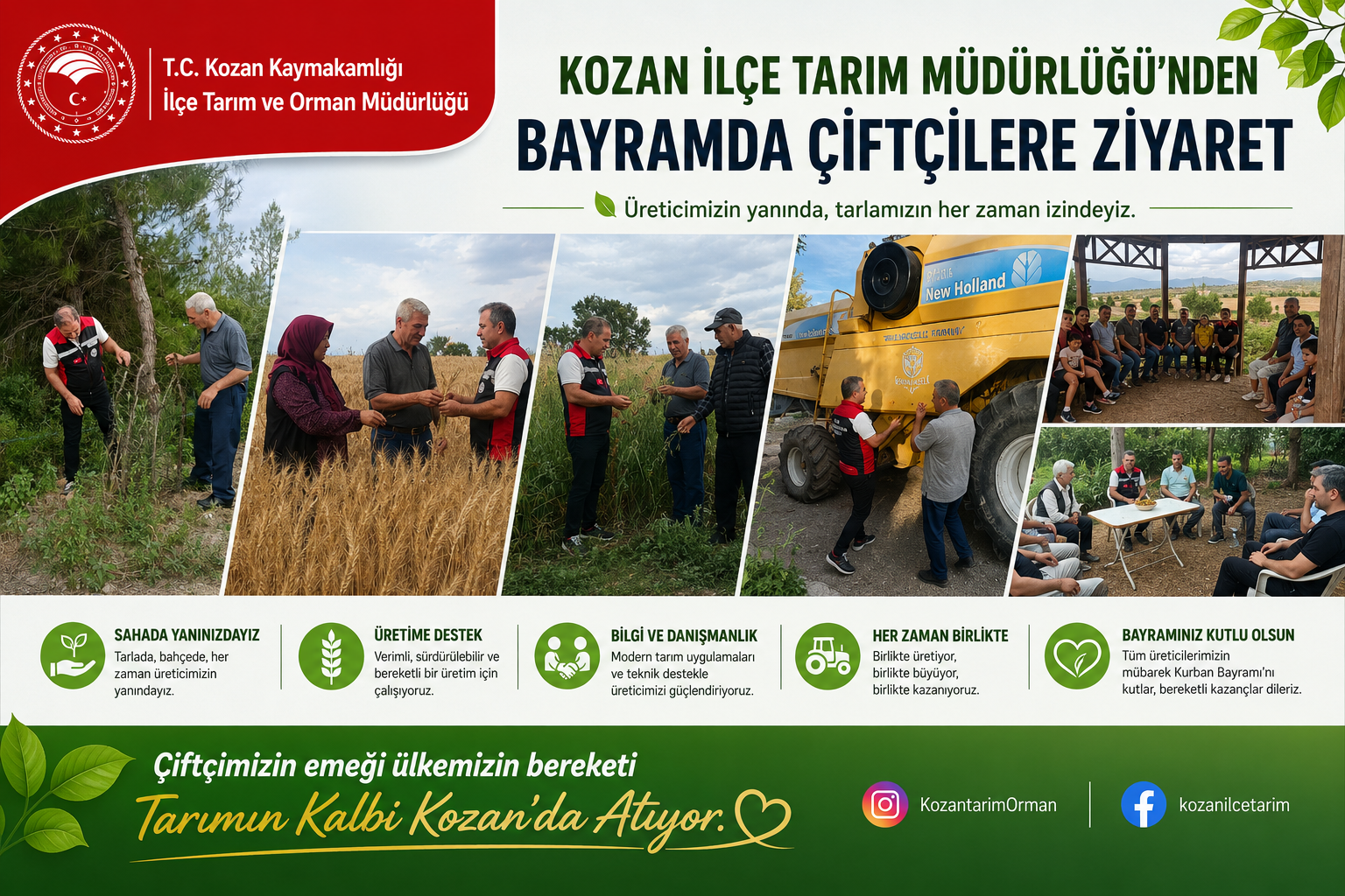 Kozan İlçe Tarım Müdürlüğü’nden Bayramda Çiftçilere Ziyaret
