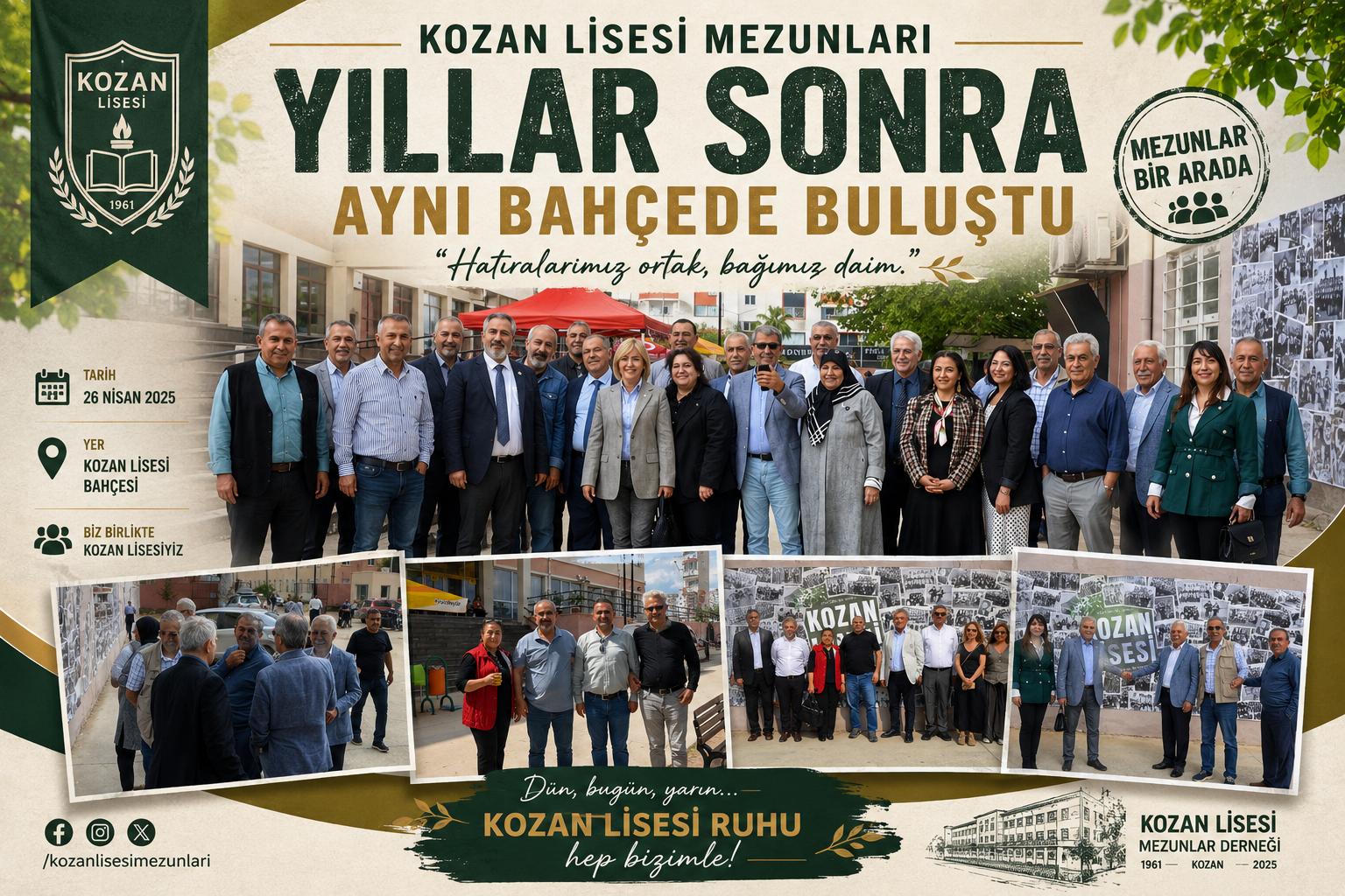 KOZAN LİSESİ MEZUNLARI YILLAR SONRA AYNI BAHÇEDE BULUŞTU