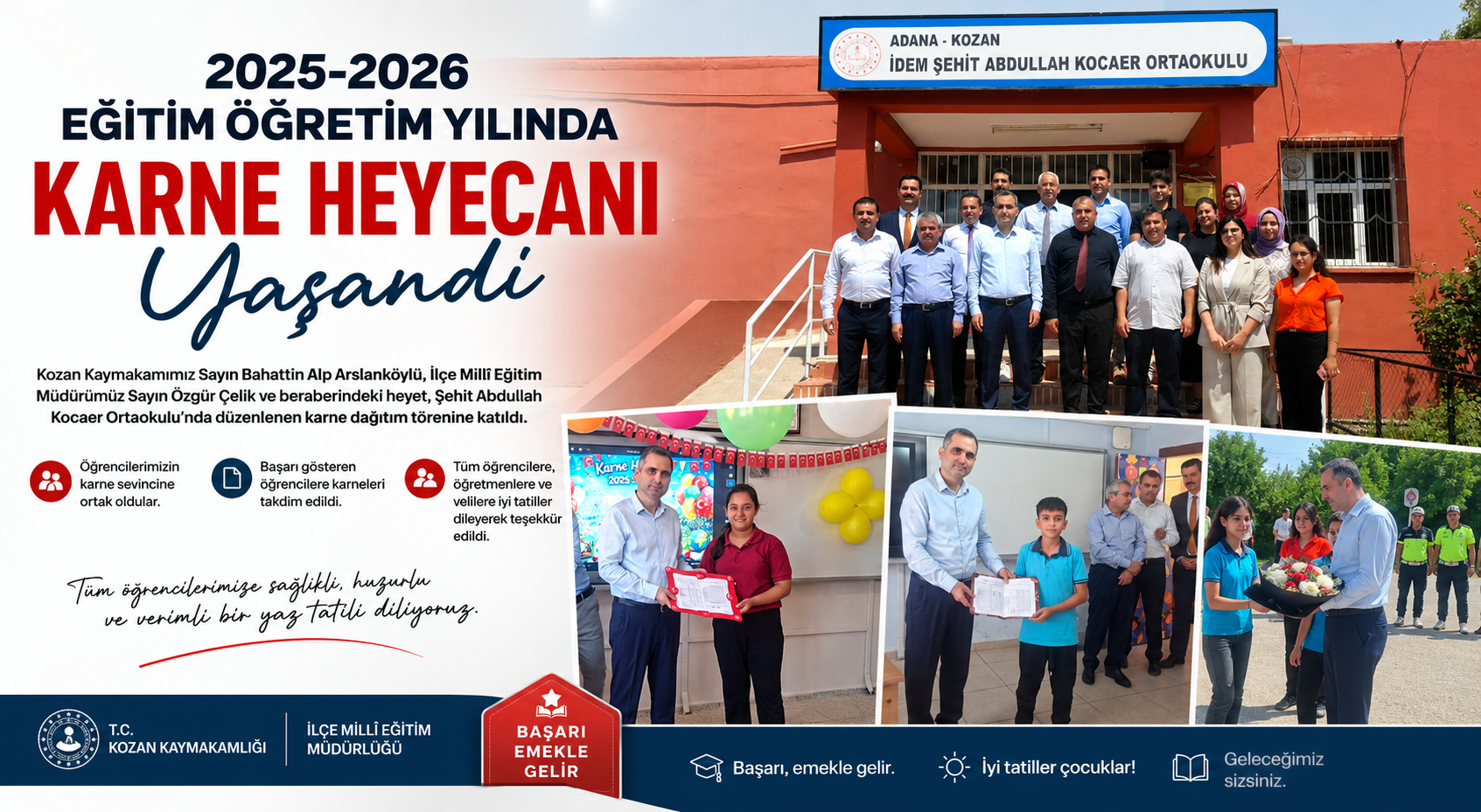 2025-2026 EĞİTİM ÖĞRETİM YILINDA KARNE HEYECANI YAŞANDI