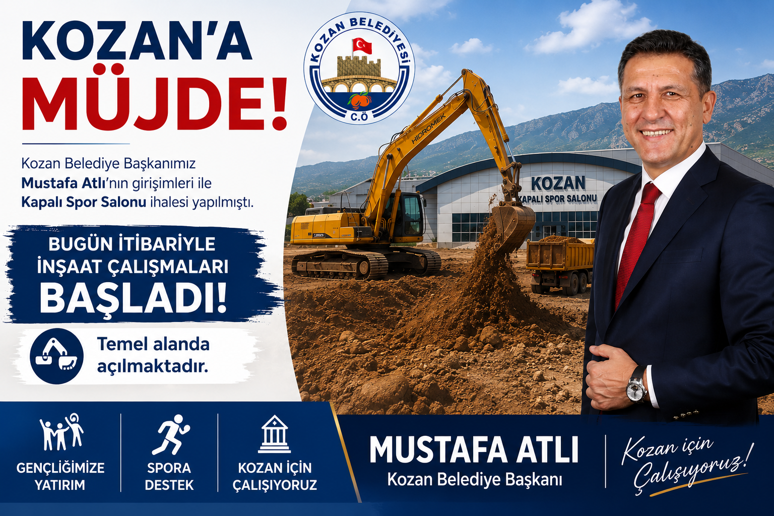 KOZAN’A MÜJDE: KAPALI SPOR SALONU İNŞAATI BAŞLADI