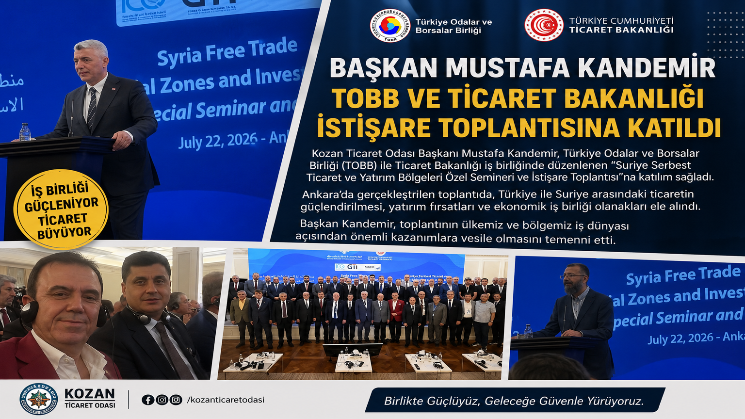 BAŞKAN MUSTAFA KANDEMİR TOBB VE TİCARET BAKANLIĞI İSTİŞARE TOPLANTISINA KATILDI