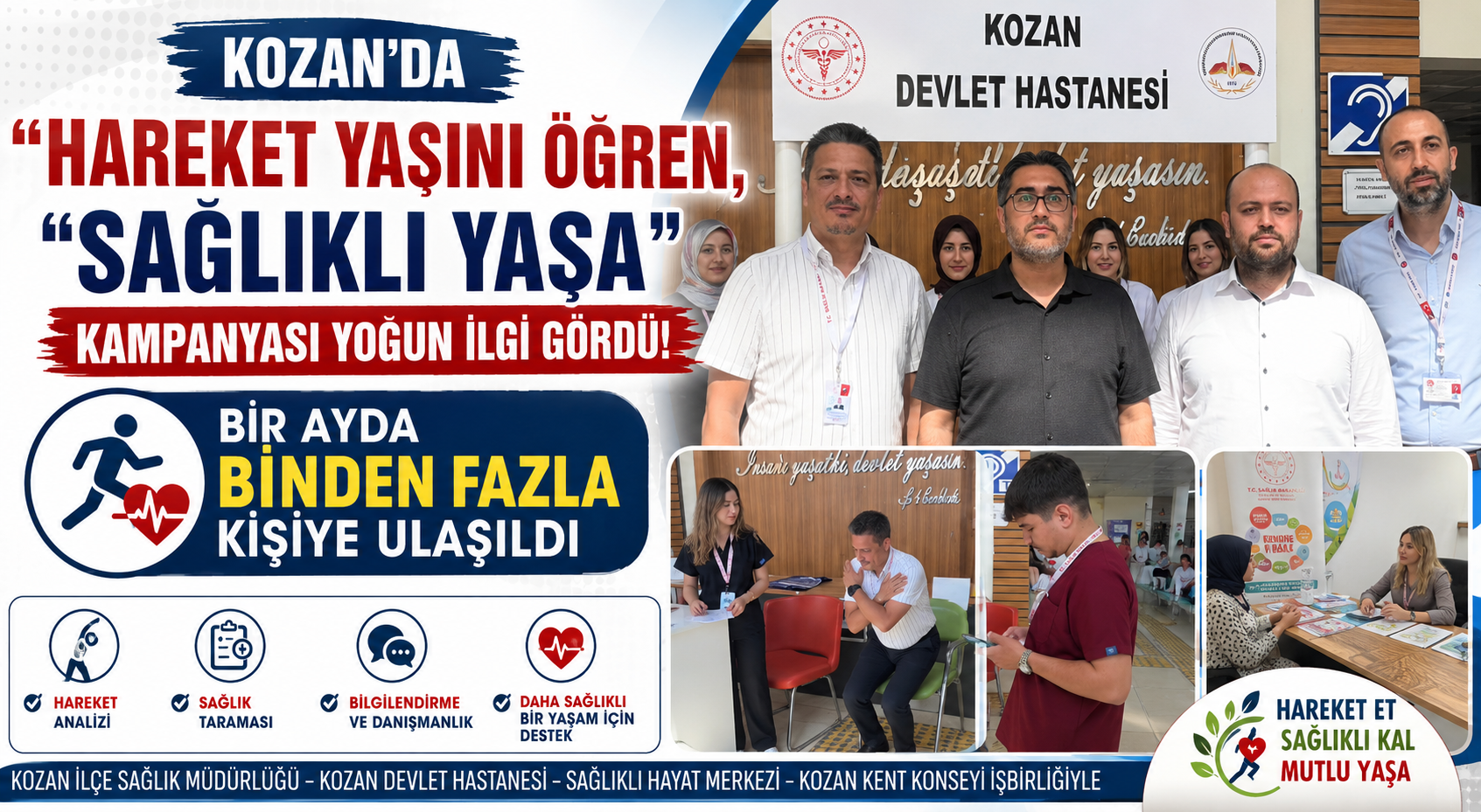 Kozan’da “Hareket Yaşını Öğren, Sağlıklı Yaşa” Kampanyası Yoğun İlgi Gördü: Bir Ayda Binden Fazla Kişiye Ulaşıldı