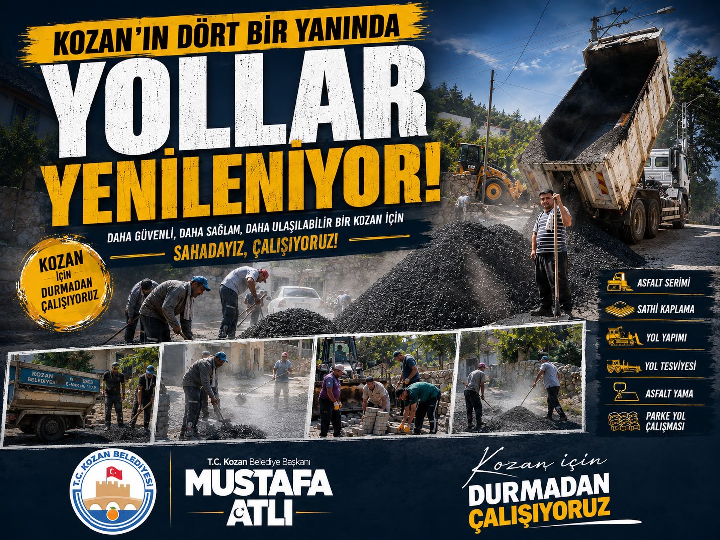 KOZAN BELEDİYESİ 11 MAHALLEDE EŞ ZAMANLI YOL ÇALIŞMASI YÜRÜTÜYOR