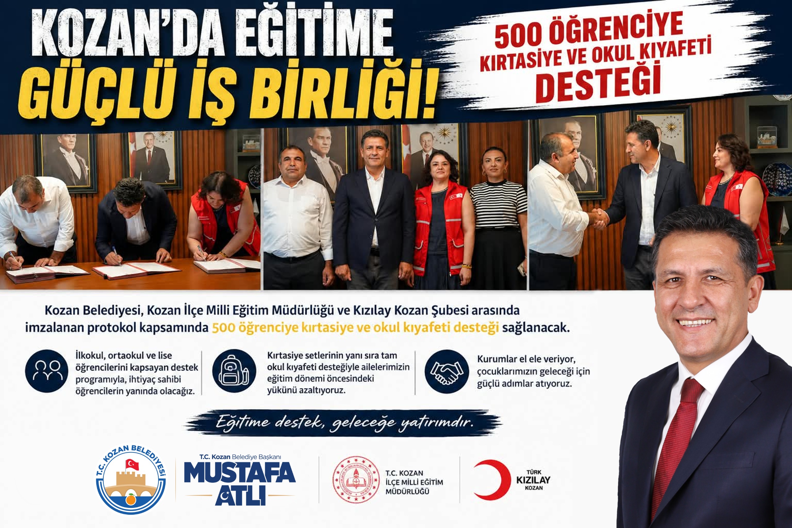 KOZAN’DA EĞİTİME GÜÇLÜ İŞ BİRLİĞİ: 500 ÖĞRENCİYE DESTEK