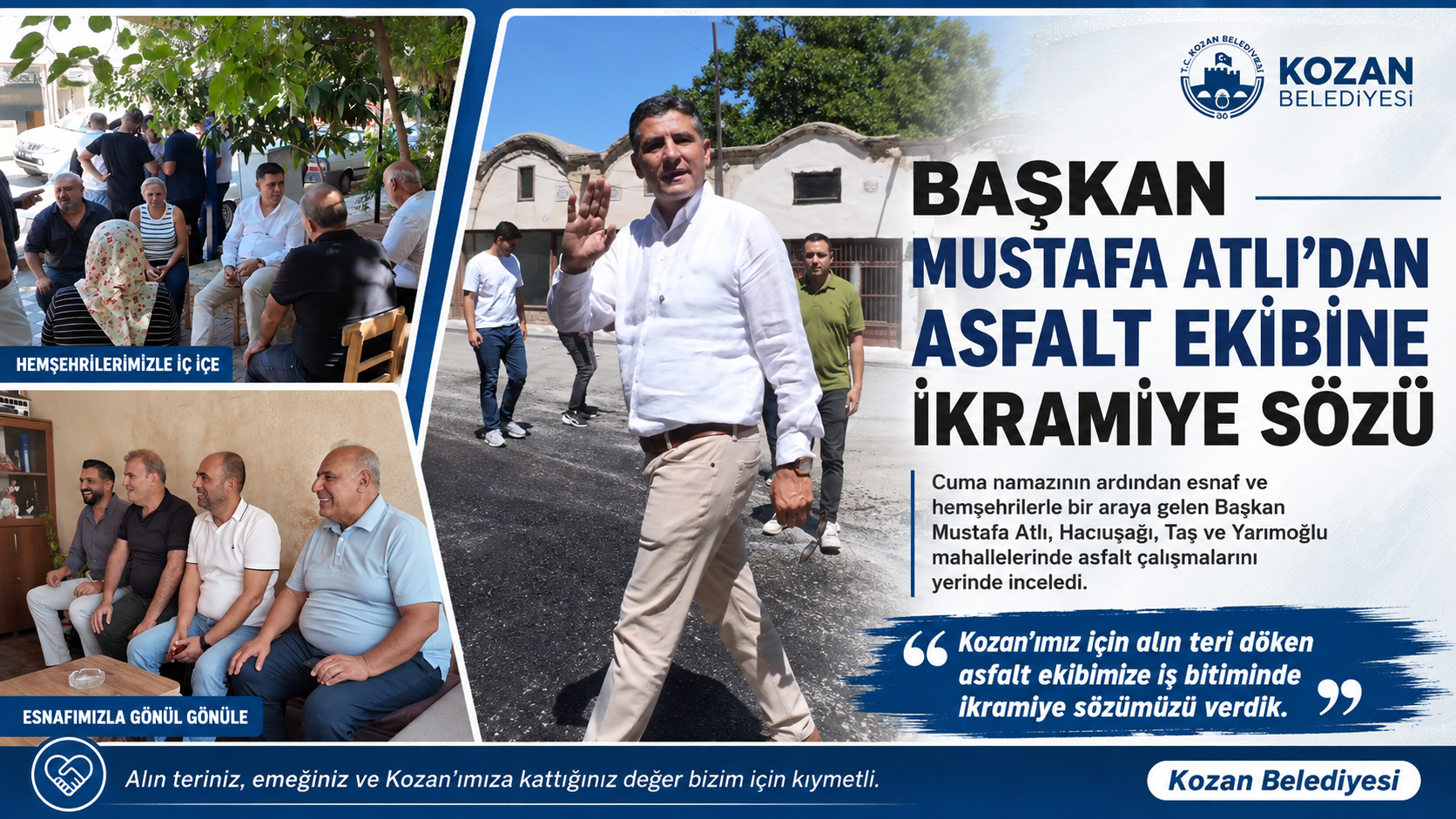 Başkan Mustafa Atlı’dan Asfalt İşçilerine İkramiye Sözü