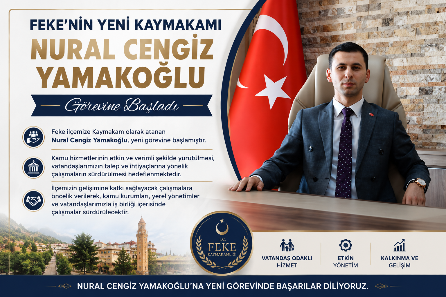 Feke’nin Yeni Kaymakamı Nural Cengiz Yamakoğlu Görevine Başladı
