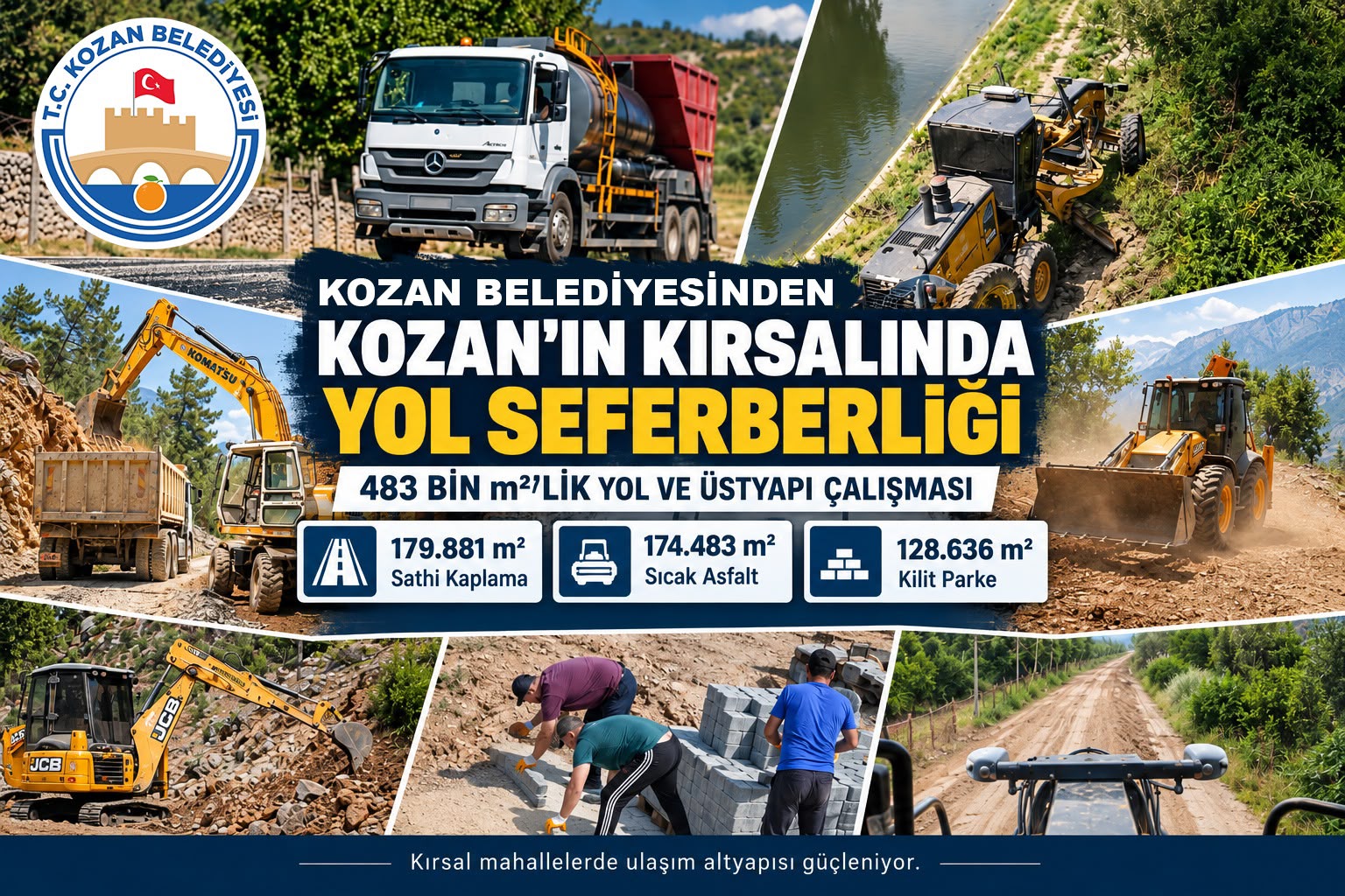 KOZAN BELEDİYESİNDEN KIRSALDA YOL MESAİSİ: ATLI DÖNEMİNDE RAKAMLAR BÜYÜDÜ