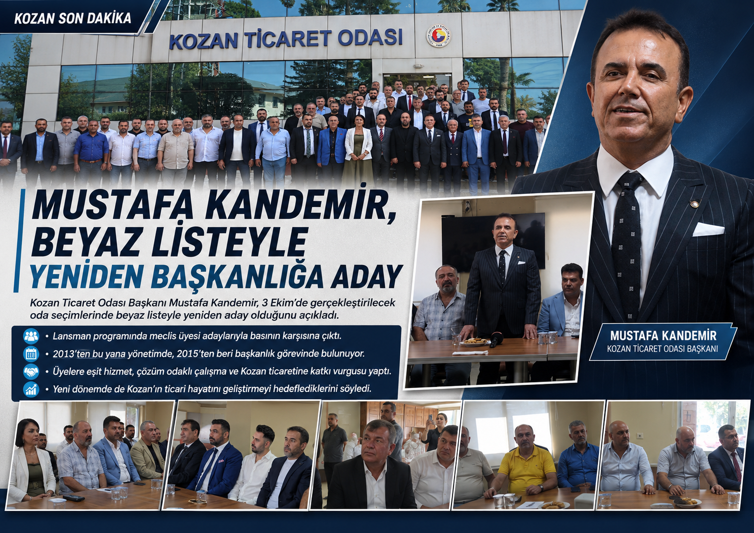 KOZAN TİCARET ODASI’NDA SEÇİM HEYECANI: KANDEMİR BEYAZ LİSTEYLE YOLA DEVAM DEDİ