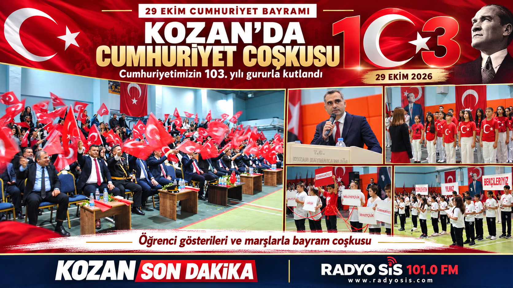 KOZAN’DA CUMHURİYET’İN 103. YILINA COŞKULU KUTLAMA